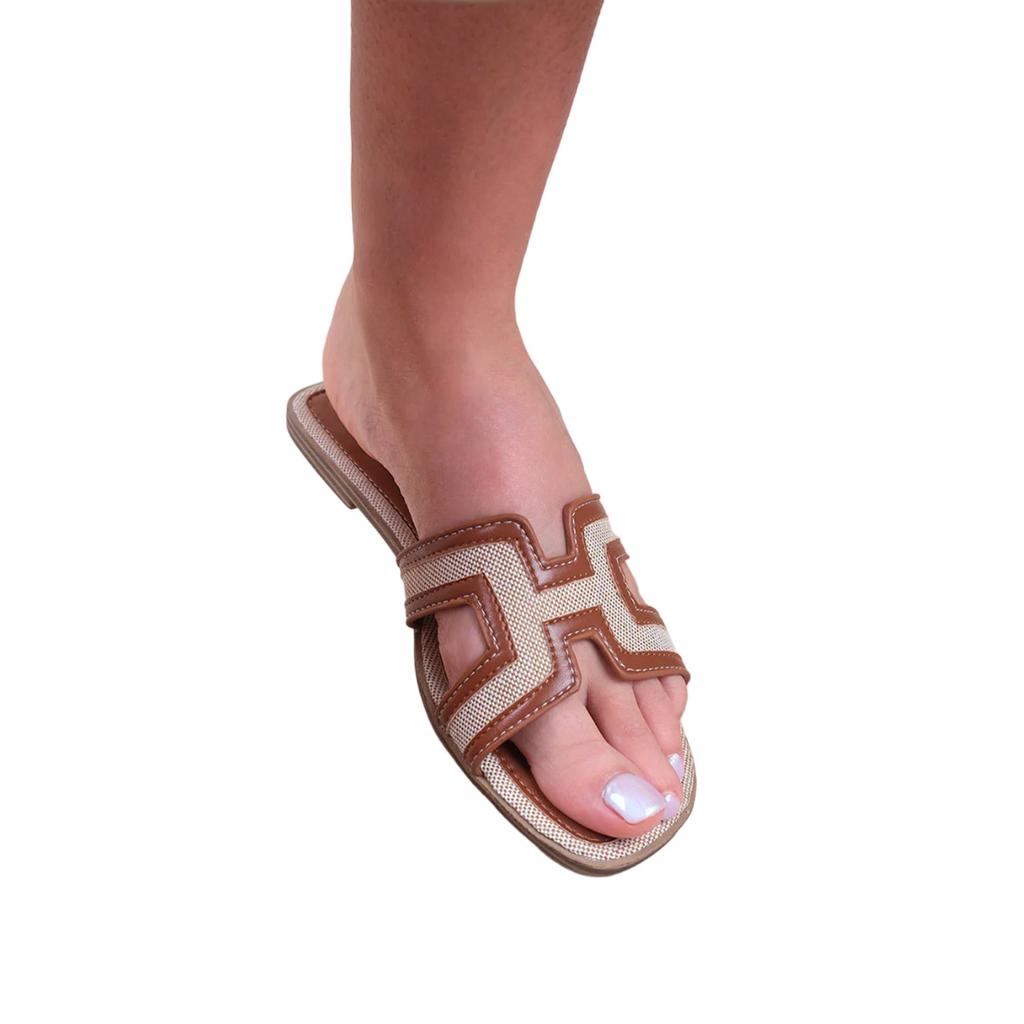 Where's That From Womens/Ladies PU Wide Flat Sandals