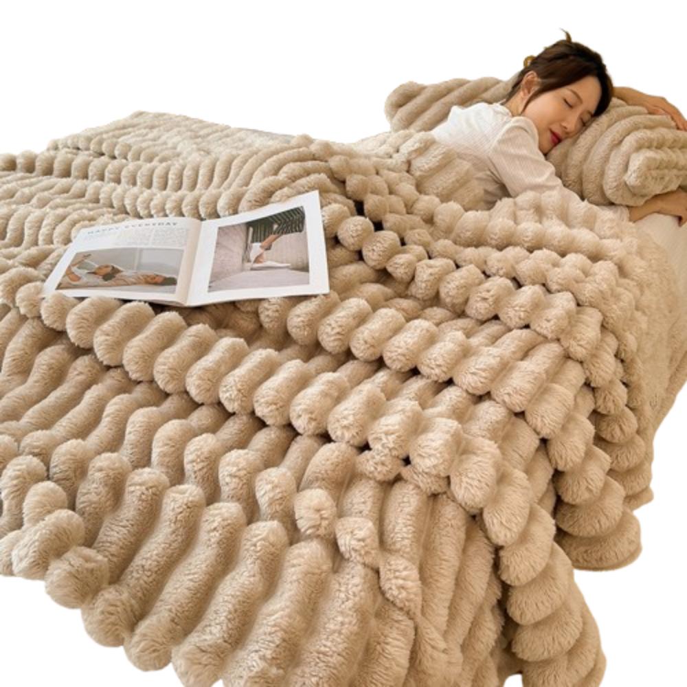 Plush Nap Blanket 200x150cm Bed Sheet Cover Blanket Simple Faux Rabbit Fur Blanket Living Room