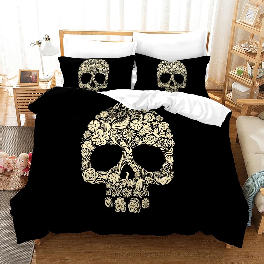 

Comforter 220X240 Beige 3D Print Halloween Comforter Set For Bedroom Super Soft Comfortable Warm Queen Bedding Set Skull Comforter (quilt)-EU Single(135*200cm)3pcs