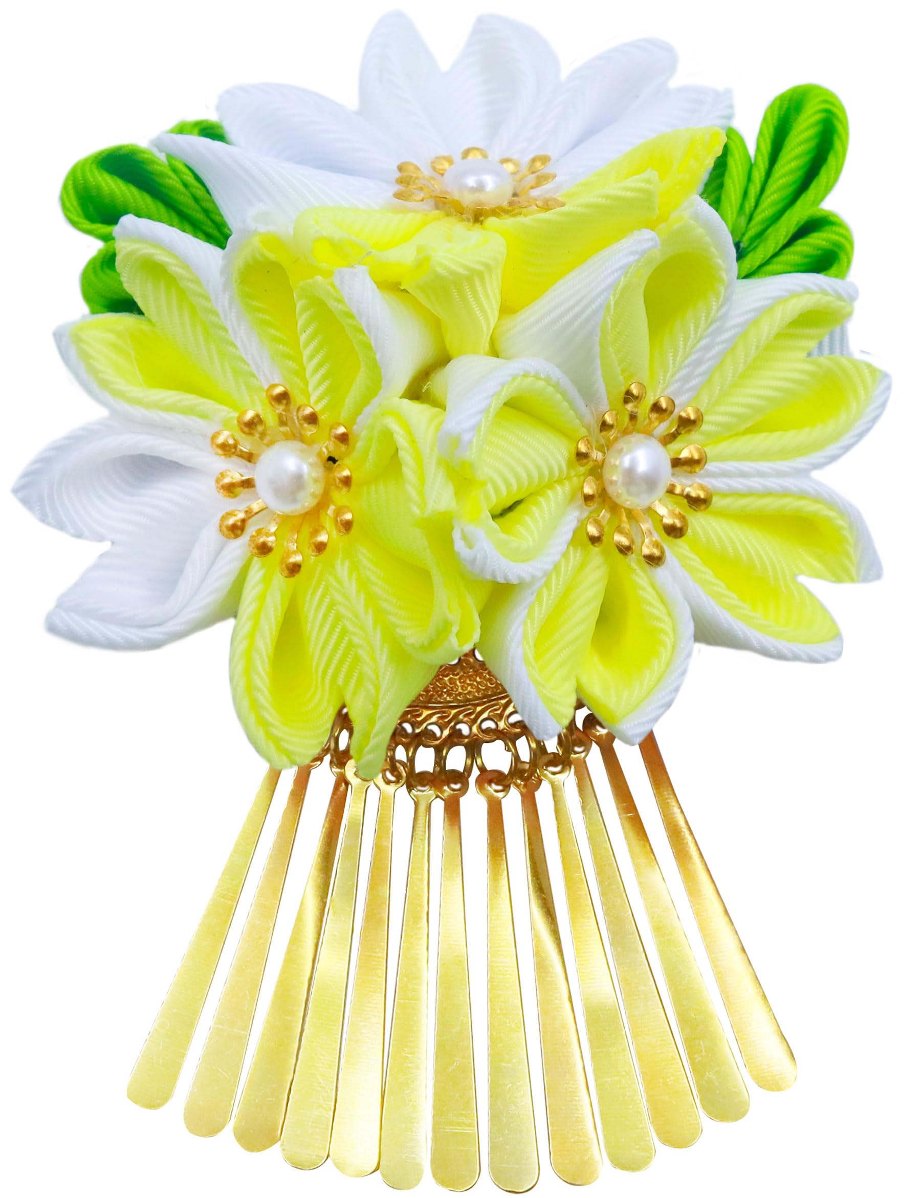 

Baramoly Hair Hair Flower Design for and Handmade Japanese Clothing HF2003 Ornament Shichi-Go-San Ornament, Tsumami-Zaiku Children, Yukata, Hakama, жёлтый