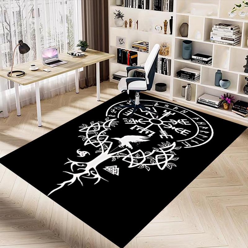 1pc Valknut Raven Carpet Anti Slip Polyester Floor Mat for office.Bedroom