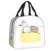 Custom Peach And Goma Mochi Cat Cuddling Thermal Insulated Lunch Bags Women Resuable Lunch Tote for School Storage Food Box