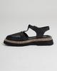 Krula 284940 36 Black Leather Sandals with Mesh