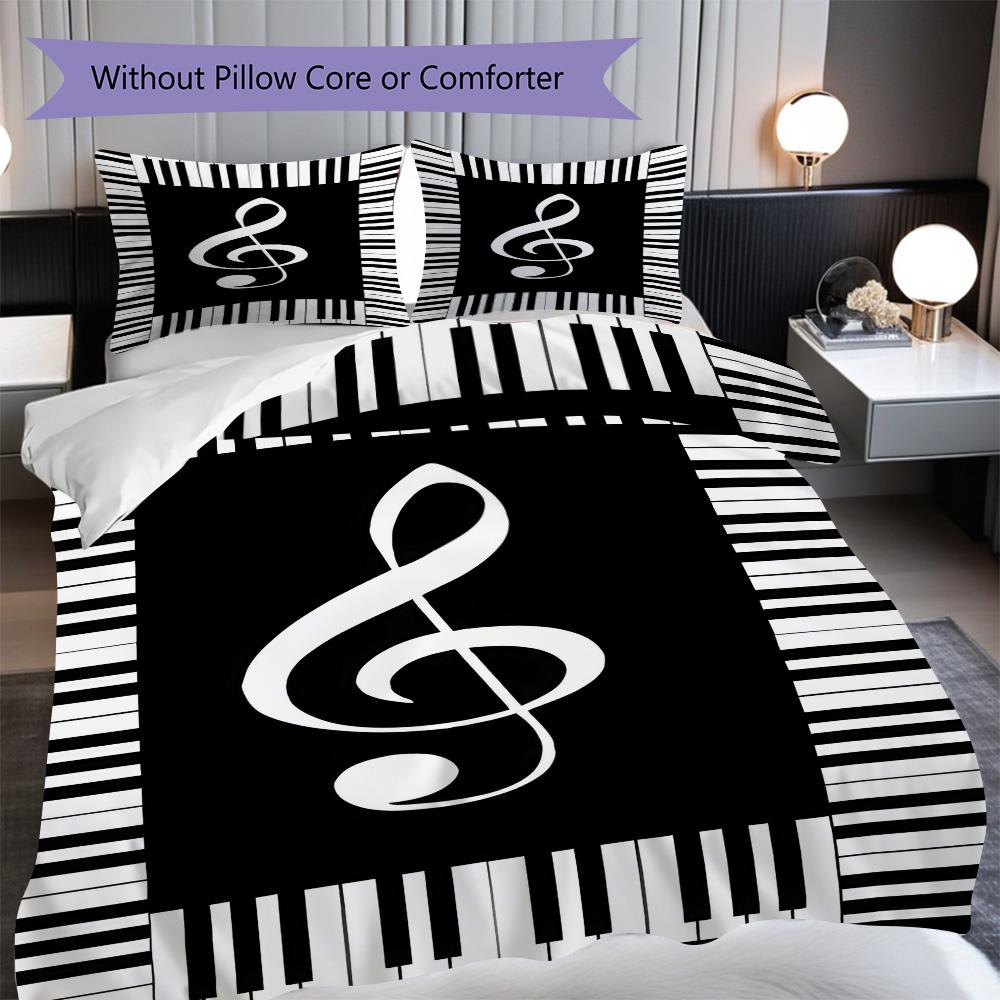 1PC Music, guitar Theme Bedding Quilt Set Quilt Cover Pillowcase Home Decoration Birthday Gift (1 * duvet cover + 2* pillowcase, without core)