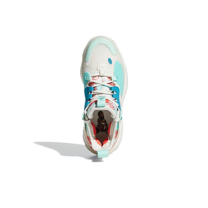 New Adidas Harden Vol.5 Slip Resistant Anti Kick Low Top Children's Basketball Shoes White Green Red Teenagers FZ5454