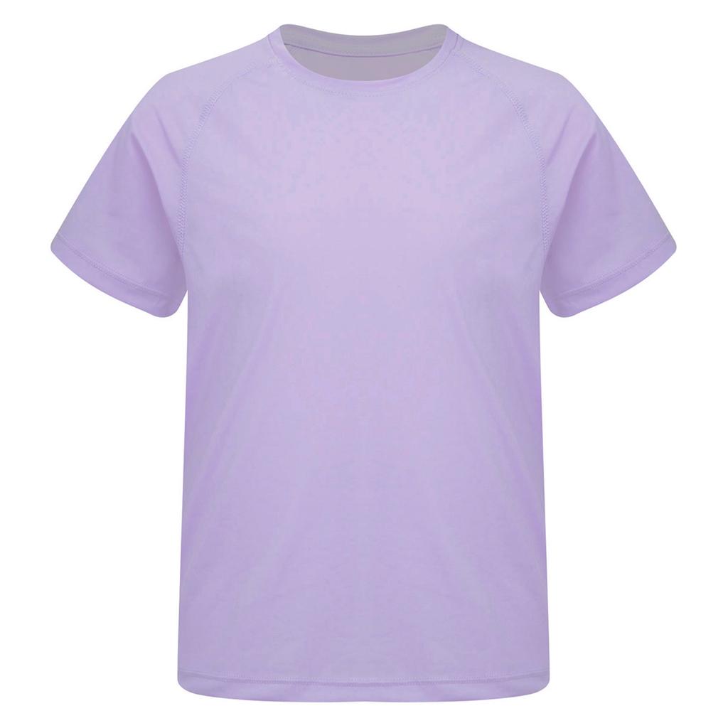 Girls Sports Top Quick Drying Fabric Solid Color Short Sleeve Round Neck Athletic Shirt