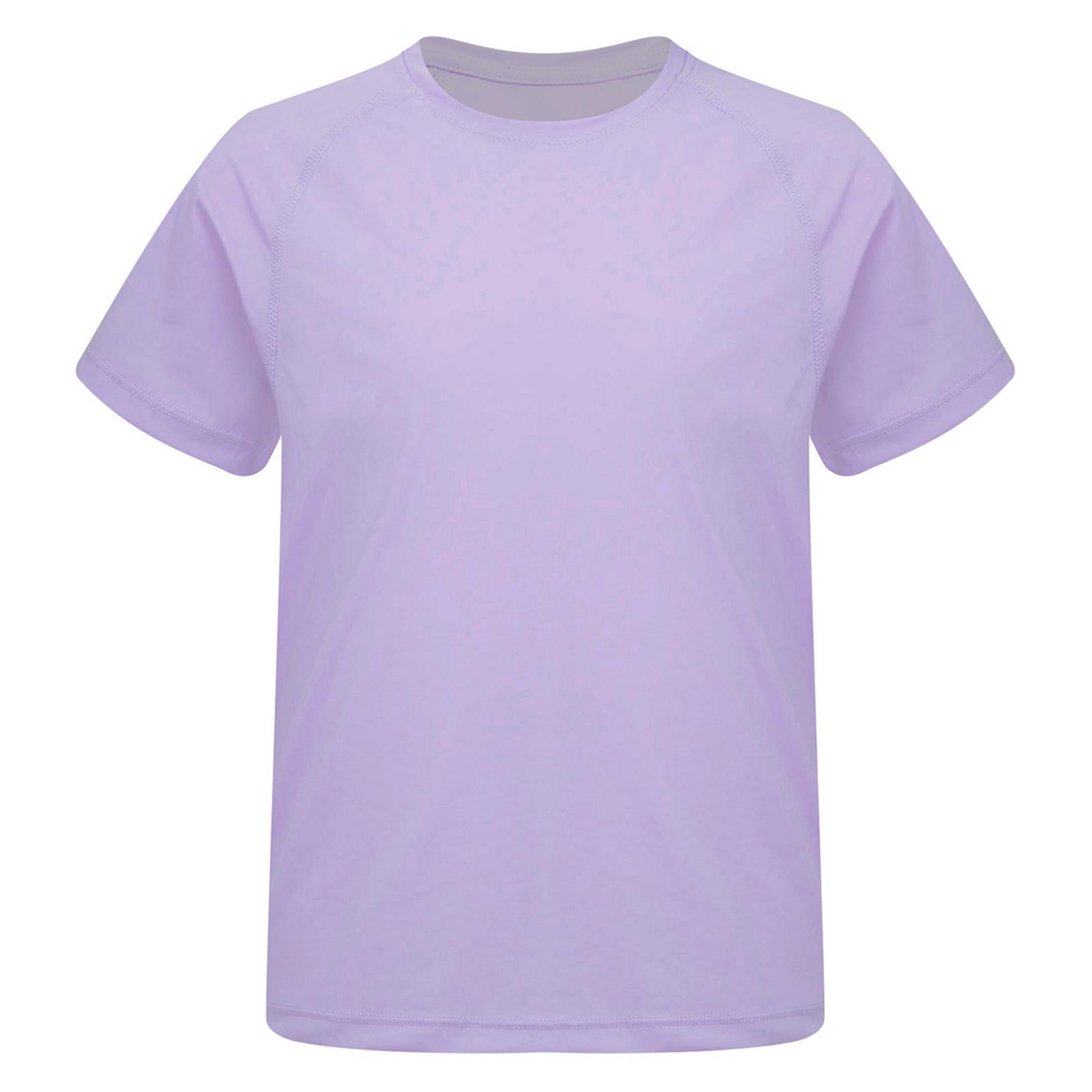 

Girls Sports Top Quick Drying Fabric Solid Color Short Sleeve Round Neck Athletic Shirt 13-14 Years