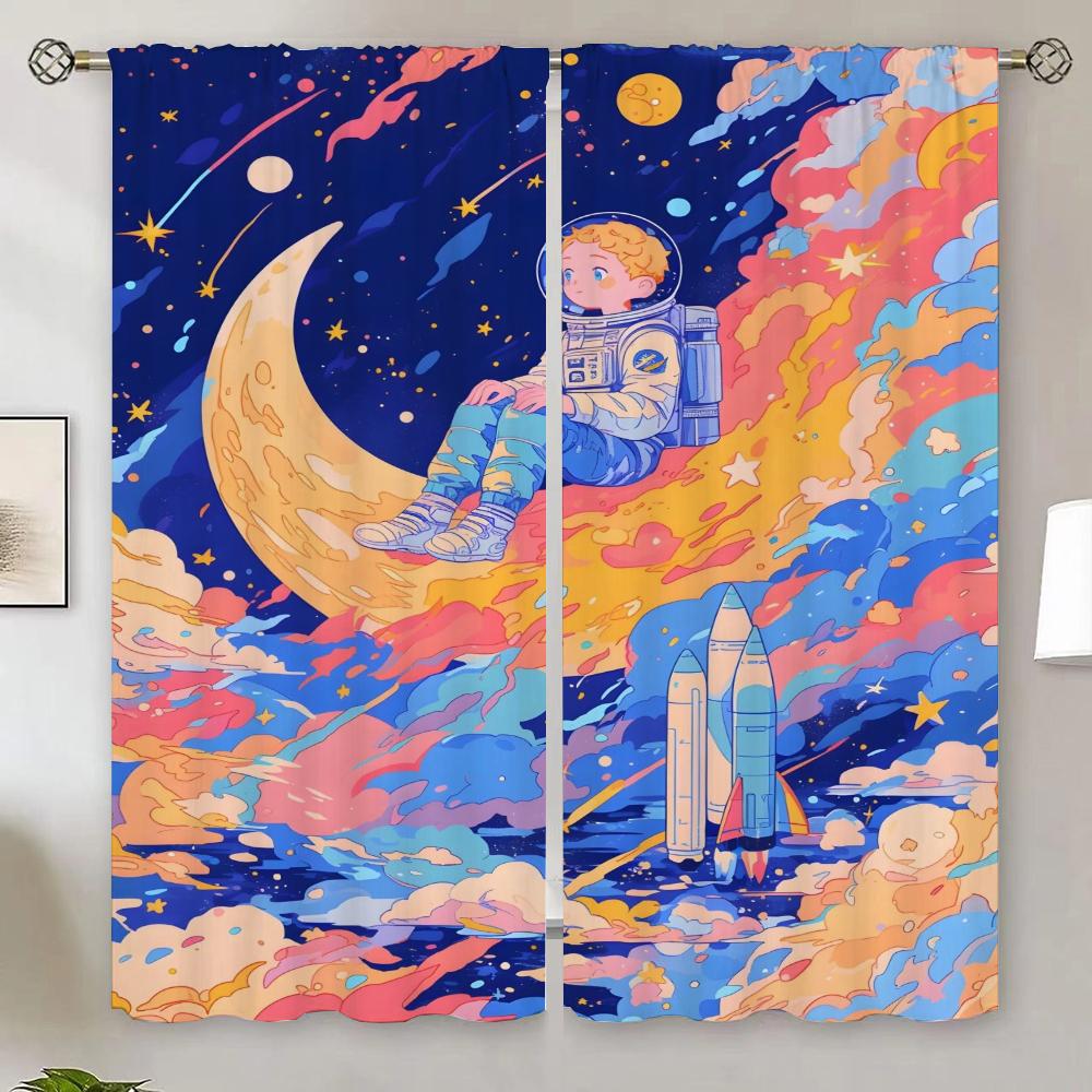 Vegetable Baby Modern Living Room Curtains 2024 Window Roller Curtains for Living Room 2 Elegant Pieces Shade Curtain Tiebacks