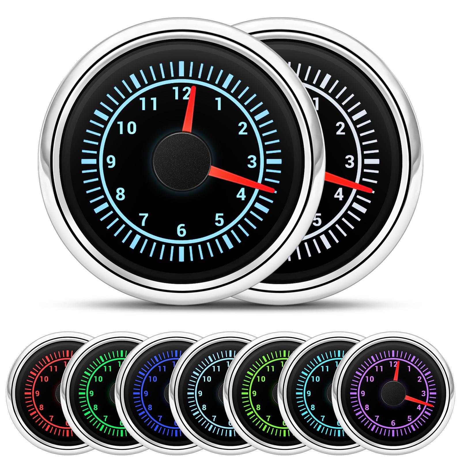 52-мм Стрелочный указатель Часы 0~12 часов Для Автомобилей Лодки Грузовика С 7 Цветами Светодиодные Водонепроницаемый Часы-Измеритель Автомобильные Датчики Часы для Лодки 9-32В
