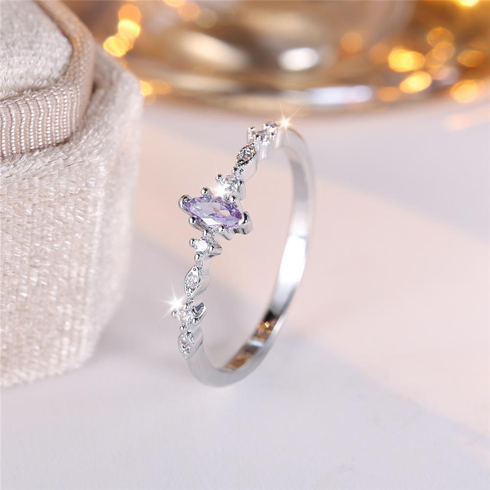 

Шарм Жіночий Фіолетовий Синій Цирконієвий Камінь Кільце Сріблястого Кольору Розкішний Подарунок Дівчині Весілля Для Жінок 10 фіолетовий