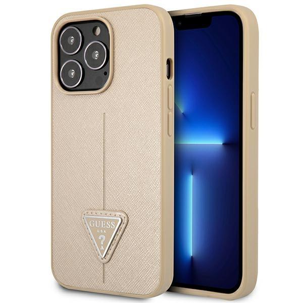 Guess Guhcp14Lpsatle Iphone 14 Pro 6,1 Beżowy/Beige Hardcase Saffianotriangle Logo