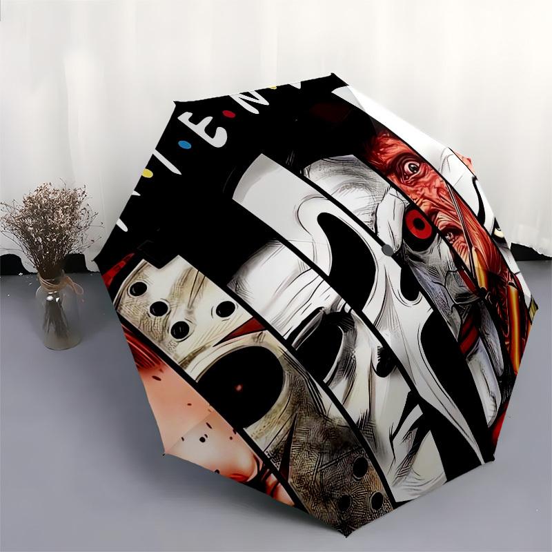 1pc Horror Movie Characters Friends Poster Umbrella with Plastic Handle,Suitable for All Seasons Home Travel Outdoor UmbrellaM1389
