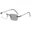 Ultralight Rimless Pochromic Myopia Glasses for Women Men Blue Light Blocking Computer GLasses Near-sighted UV Sunglasses