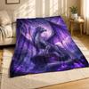 Majestic Purple Dragon Coral Fleece Blanket Fantasy Creature Decor