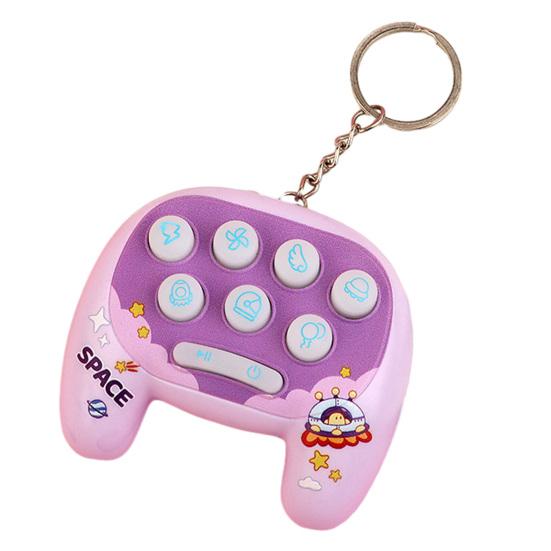 

Cartoon Handheld Game Keychain with Whack-a-Mole LED Light Mini Electronic Toy Pendant for Bags Backpacks Fun Grab Machine Prize Gift for Kids Teens фиолетовый
