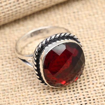 Red Garnet Gemstone Handmade 925 Sterling Silver Ring Jewelry For Thanksgiving