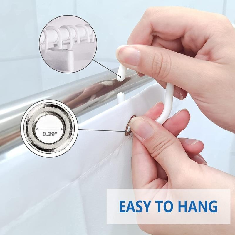 Quick Install Bathroom Curtain with 12pcs Hook Geometric Print Fabric Waterproof Shower Curtain 70.87x70.87Inches