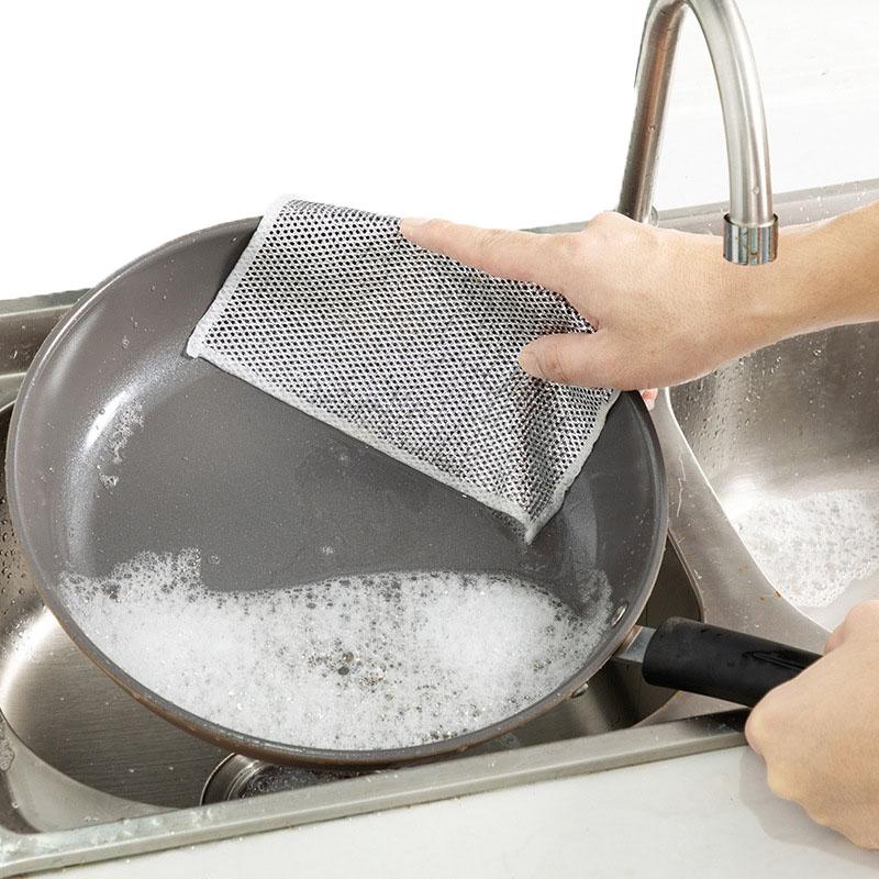 5/10 ks, Kuchyňský kouzelný hadřík na čištění, kovový ocelový drát, čisticí hadřík, antiadhezivní hadřík na olej na pánve, sporák, nářadí na odstranění rzi, čisté nářadí