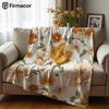 Warm Gold Floral Ultra Soft Sherpa Fleece Blanket Fluffy Warm Halloween Cozy Throw for Sofa Couch Bedroom Gift All Season