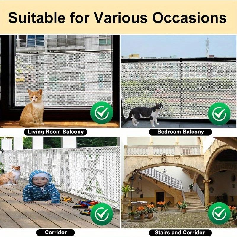 Banister Guard, Balcony Safety Net for Kids Pet Balcony Guard Balcony Netting for Pets Rail Net for Balcony Apartment Cat Nett