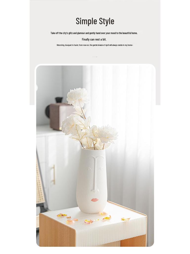 Large Caliber Simple Ceramic Vase – Creative Human Face Design