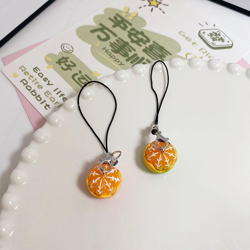 Simulated Orange Phone Lanyard, Creative Fruit Food Pendant Bag for Friend Gifts, Big Orange Big Fortune Creative Half-Peeled Orange Phone Strap