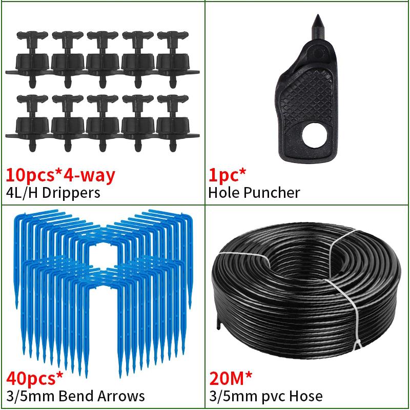 2/4-Way Drip Arrow Irrigation Set Gardening Water-Saving Drip Irrigation System Greenhouse Planting Watering 3/5Mm Hose Kit