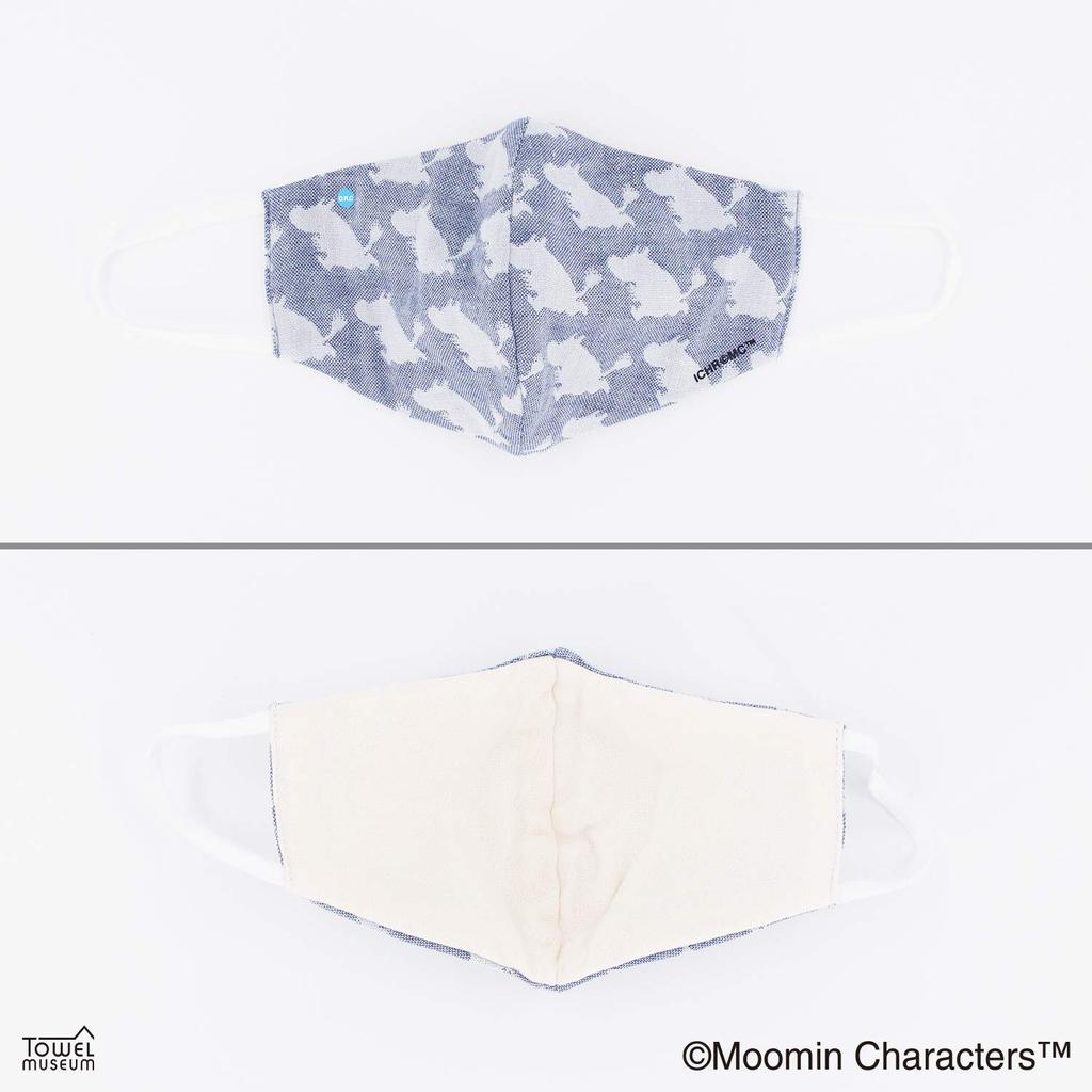 Towel Museum Moomin Silhouette Hydro Silver Titanium Antibacterial and Deodorizing 20 x cm Mask, Blue, Coating, Gauze, 47-9057121, Approx. 14.5