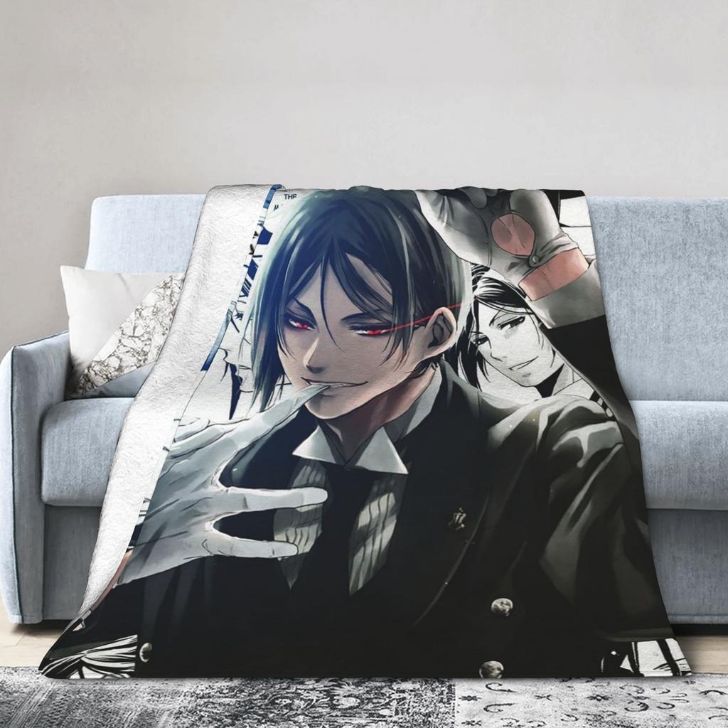 Sebastian Michaelis Ciel Flannel Blankets Blackbutlers Funny Throw Blankets for Home Hotel Sofa 150*125cm Bedspreads