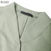 ZANZEA Women Elegant Lapel Collar Casual Short Sleeve Dress