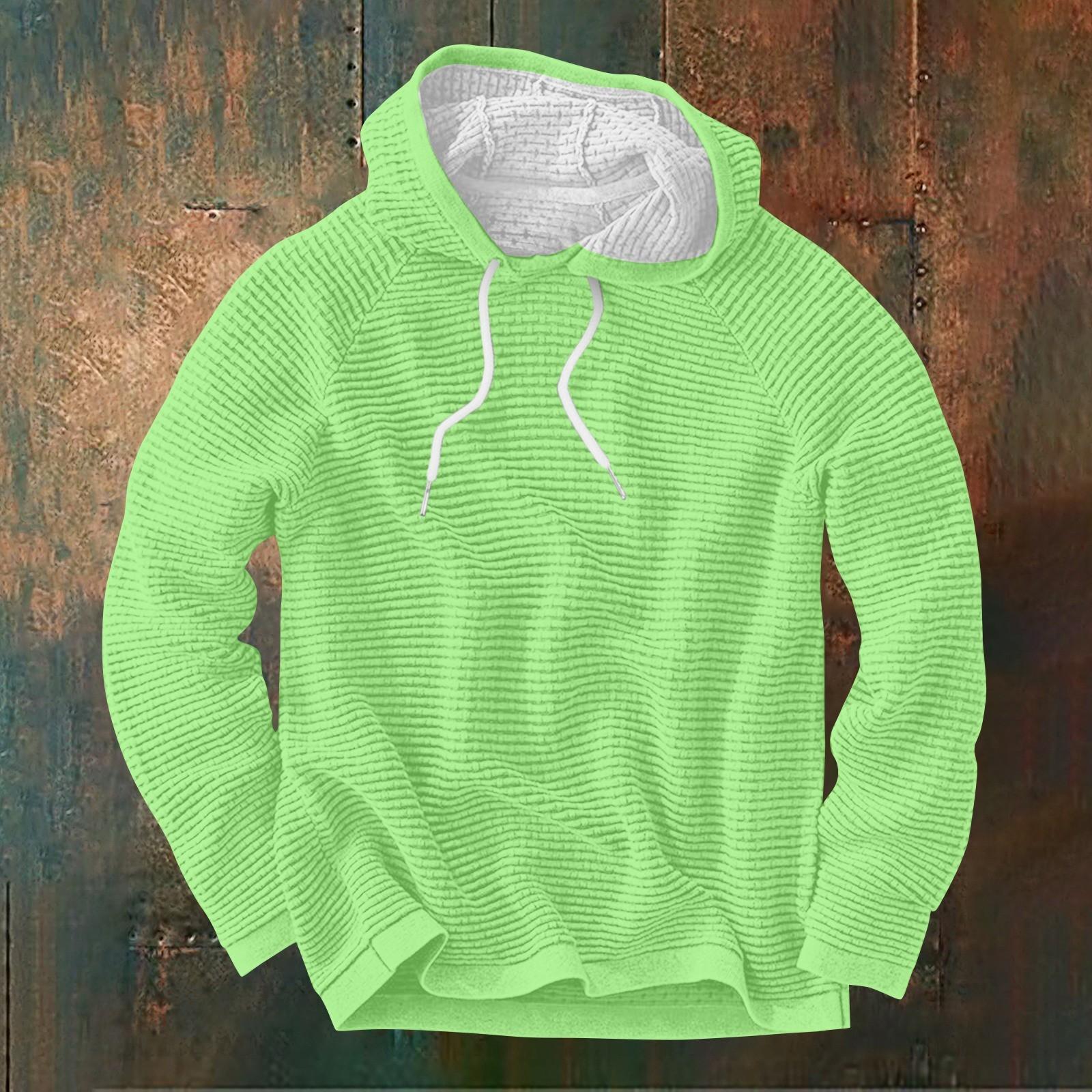 Мужской повседневный и модный свитер с длинными рукавами и капюшоном L хаки — фото 5