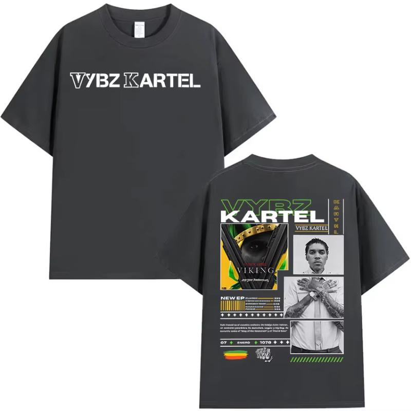 Rapper Vybz Kartel Album 2025 Graphic T Shirts Unisexs Hip Hop Gothic Short Sleeve TShirt Retro Oversized Cotton Tees Streetwear