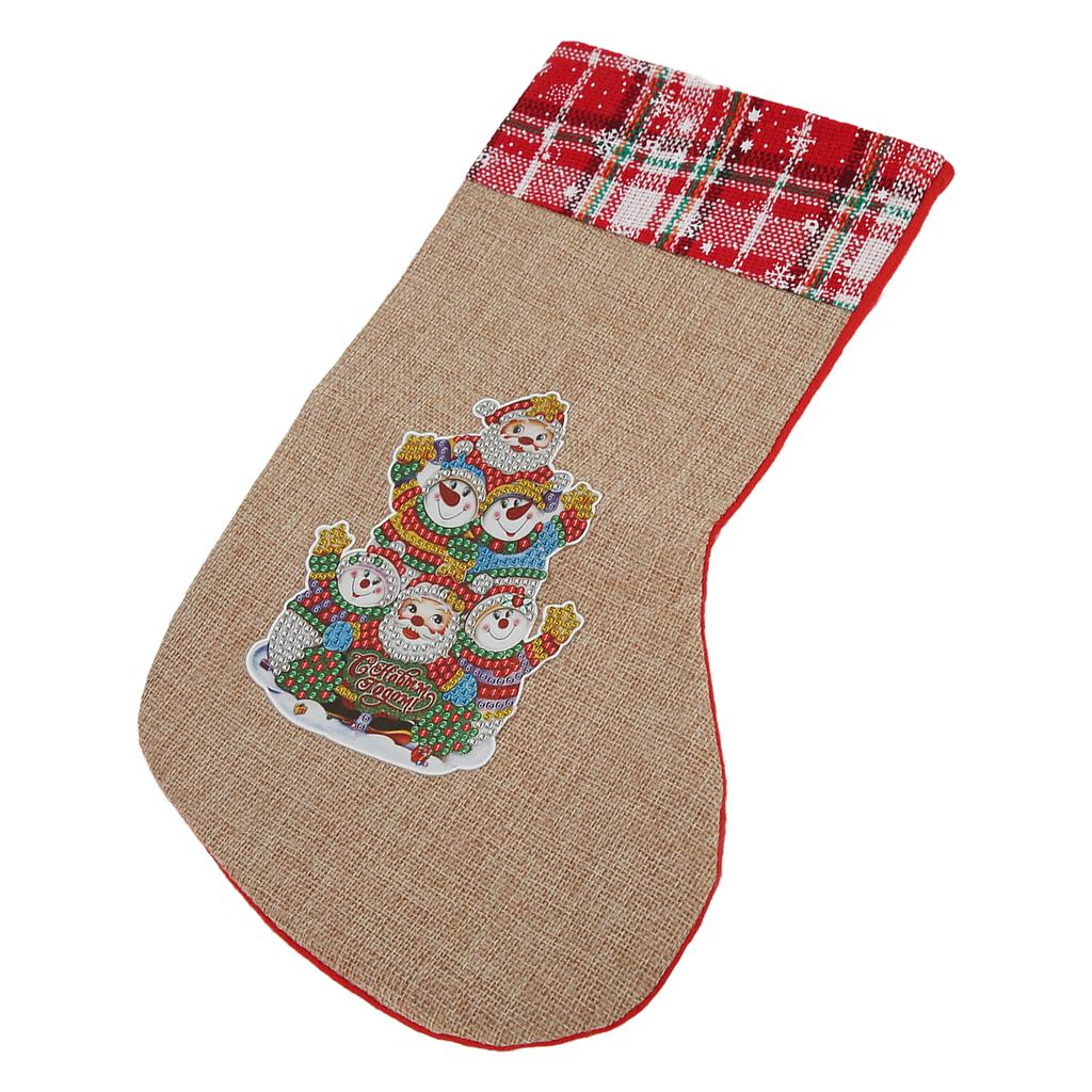 DIY Christmas Sock Cute Cartoon Pattern Christmas Socks Rhinestone Painting for DIY Craft Decoration Gift