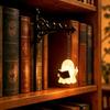 Retro Reading Corner Lamp Library Lantern Bookshelf Lamp, Vintage Metal LED Nightlight for Book Nook Decor, Gothic Home Decor Ghost Book/Wearing