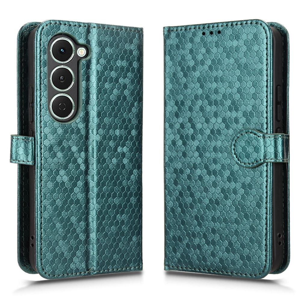 For TECNO Spark 40 Pro 4G Wallet Case Dot Pattern Imprint PU Leather Phone Cover with Wrist Strap