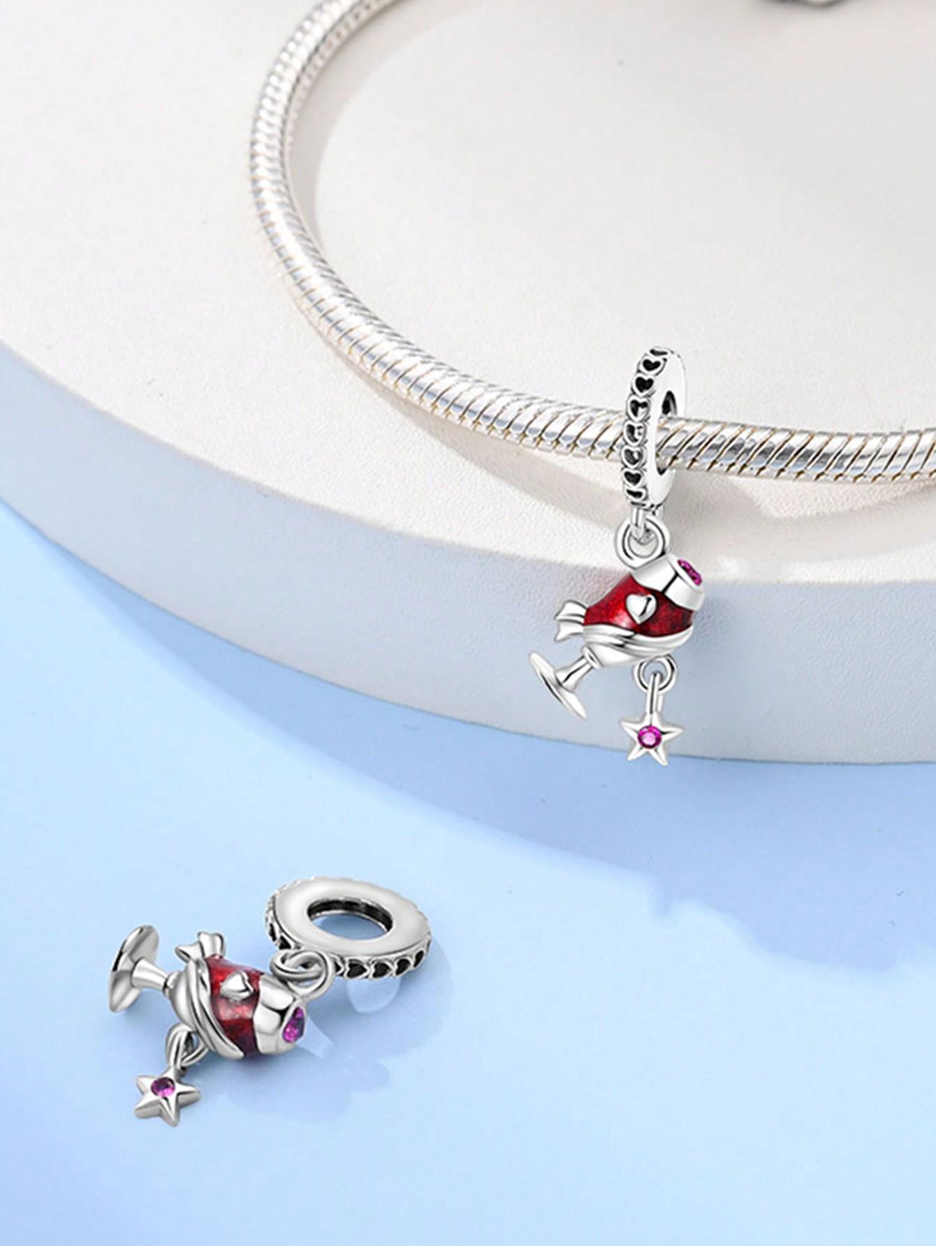 

Charms Plata Beer Glass Wine Glass Bead Charm Copper Plated Fit Charms Copperoriginal Bracelet For Jewelry Making Diy Charm