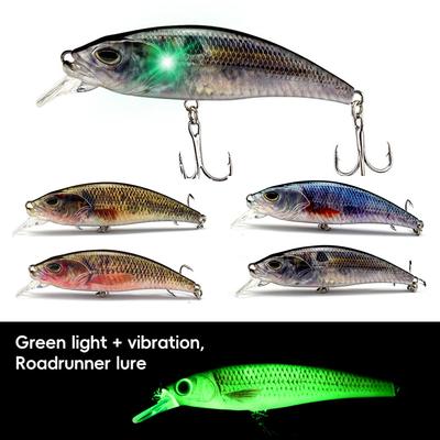 1PC 10CM/16G Rechargeable LED Lumière Verte Leurre Appât ABS Vibration Mécanique Électronique Lancer Long Appât de Pêche