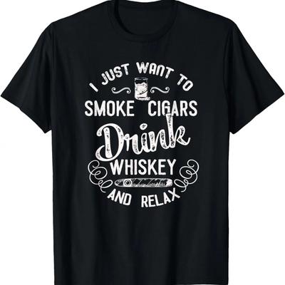 Vintage Whiskey & Cigar Lover T-Shirt Funny Cigar Smoker Tee