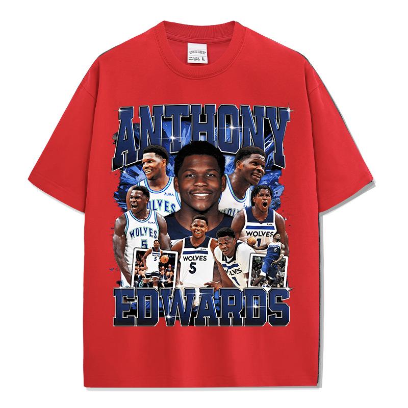 Retro Anthony Print Short Sleeve Vintage Washed Heavyweight T-Shirt