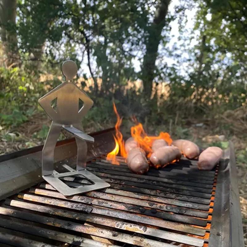 Funny Stainless Steel Portable Camping Backpack Rack People Sausage Stand For Outdoor Travel Summer Party Picnics Hotdog Holder