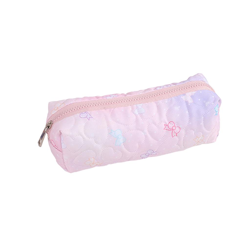 1PC Bowknot Print Pencil Case, Creative Starry Sky Style Portable Zipper Desktop Stationery Storage Bag, Cute Gift for Friends
