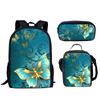 Trendig Beliebt Neuheit Lustig Schmetterling 3D-Druck 3 Stück/Set Schüler Schultaschen Laptop Tagesrucksack Rucksack Lunchtasche Federmäppchen