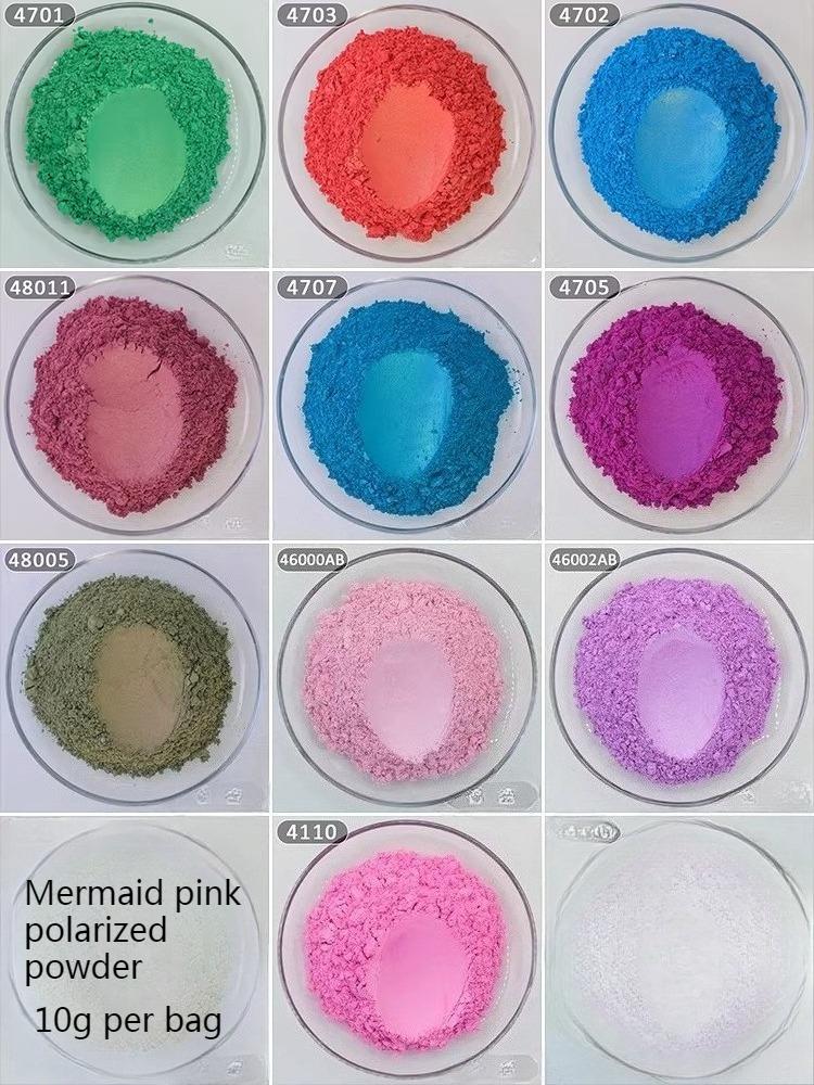 

10g/bag Silver-white Pearlescent Powder/Mermaid Color Polarizing Powder Handmade DIY Resin Watercolor Paint Color Ink Dyeing Glitter powder
