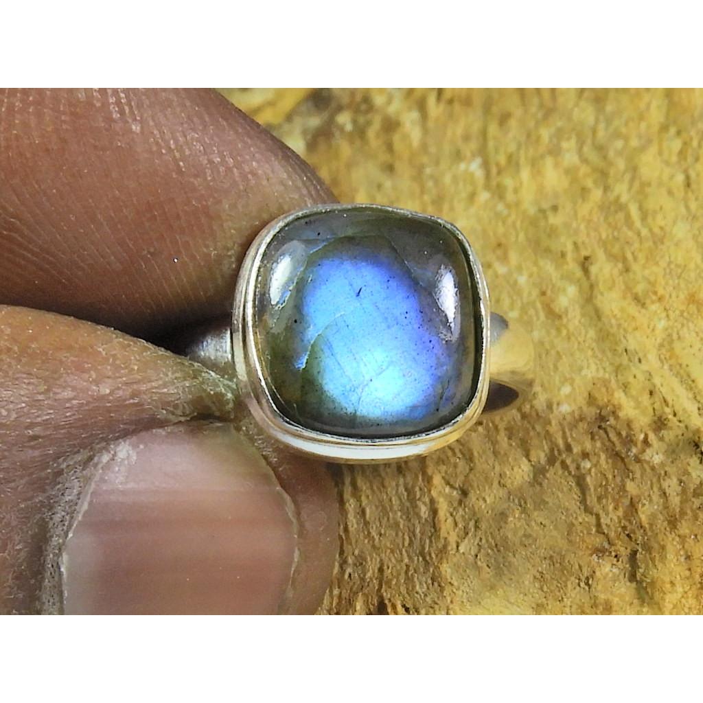 

Natural Blue Labradorite Gemstone 925 Solid Sterling Silver Ring Size US-7 PG-175