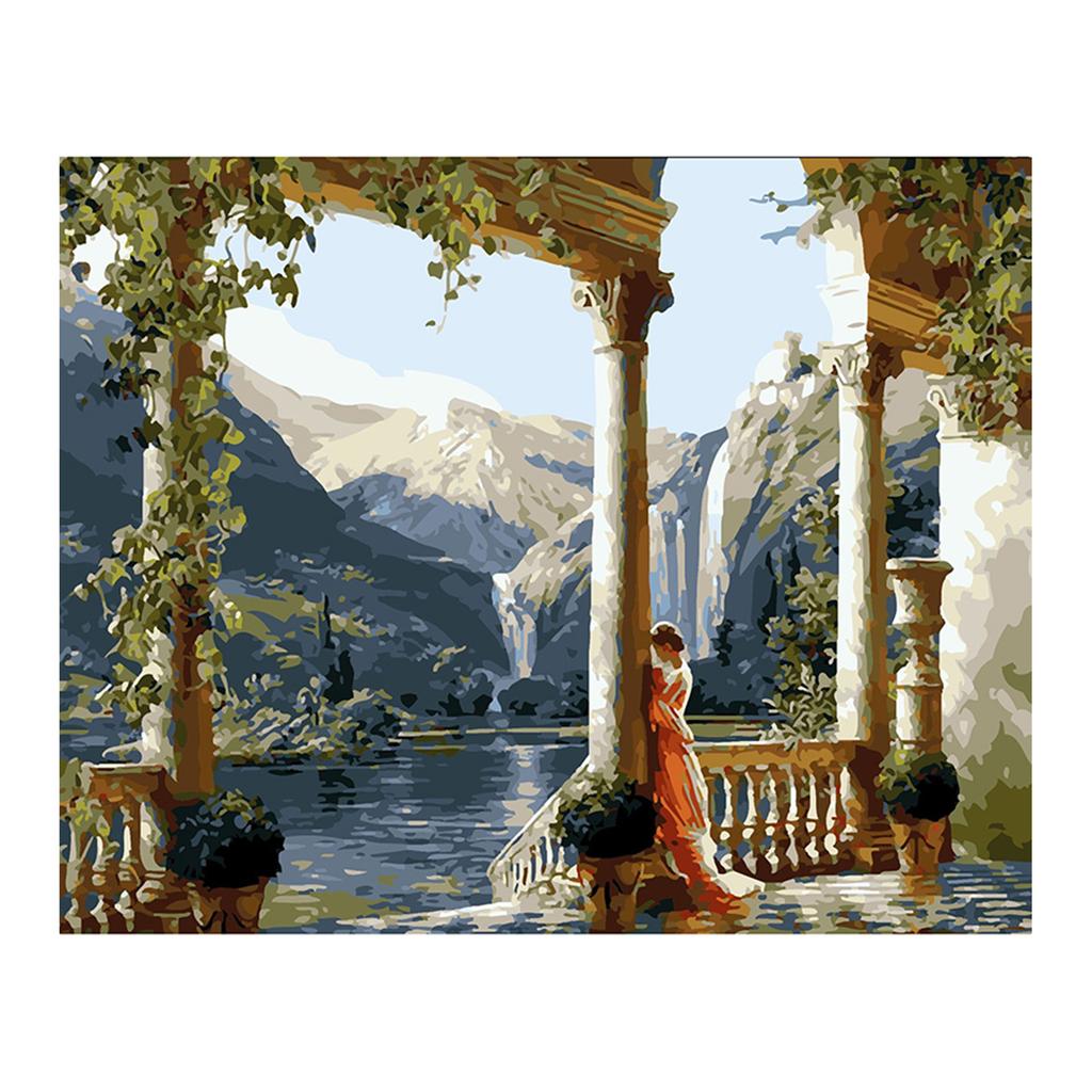 Paint By Number for Adults Scenery Oil Painting on Canvas Handmade Landscape Paint By Numbers Kits for Home Wall Decor 40X50CM