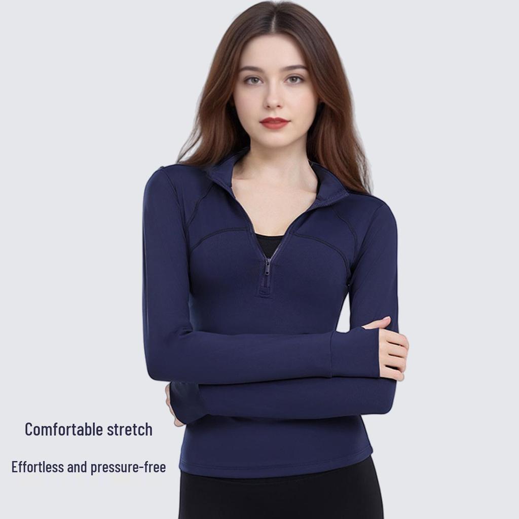 Quick-Dry Slim-Fit Stand-Up Collar Sports Jacket for Running & Yoga