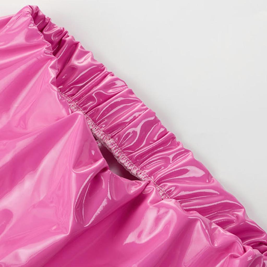 Women's Fashion Casual Color Half Skirt Sexy Bright Leather Wrap Hip Half Skirt