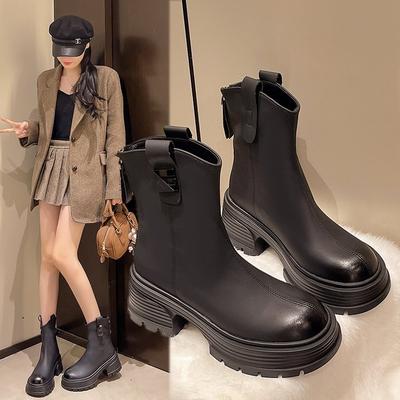 Leder Martin Stiefel mit dicker Sohle, neue Herbst- und Winter-Einkaufszentren, die gleichen Martin Stiefel mit dicker Sohle, erhöht und dünn, elastische Stiefel