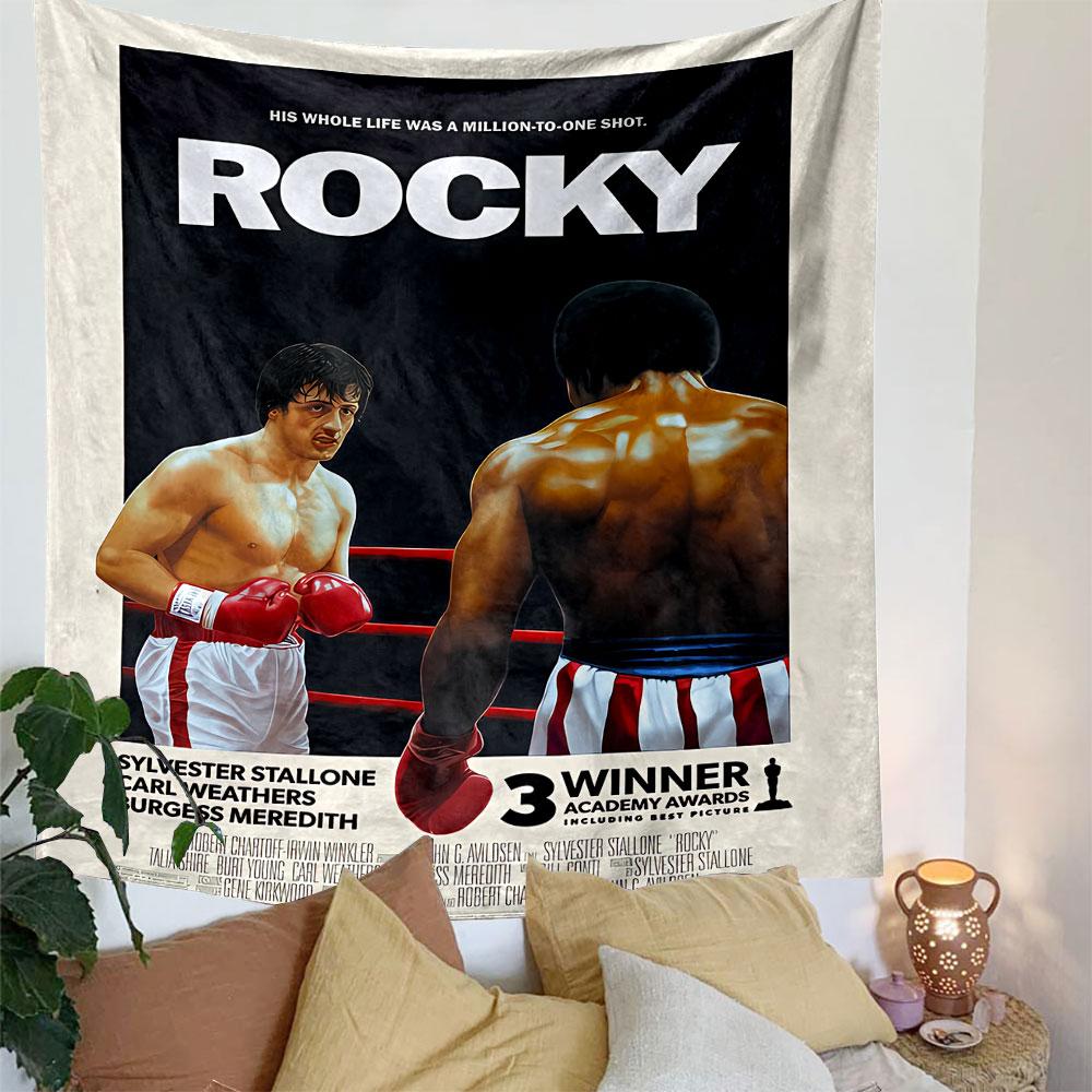 Rocky III Tapestry Wall Hanging, Sylvester Stallone Movie Poster, Wall Decor for Bedroom Living Room Dorm