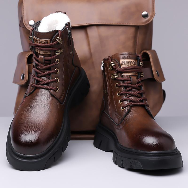 2024 zima nové pánské vysoké bavlněné boty pánské silné pracovní boty s velkou špičkou sametové zateplené boty 66088